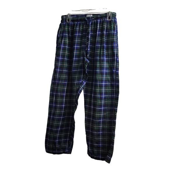 Saddlebred Plaid Flannel Lounge Pants Blue Green Cotton Medium‎ - Picture 1 of 3